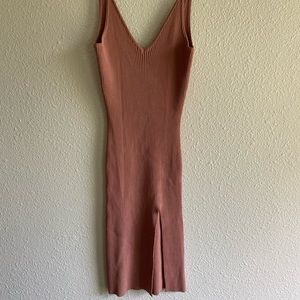 Cute Brown Mini Dress With Slit